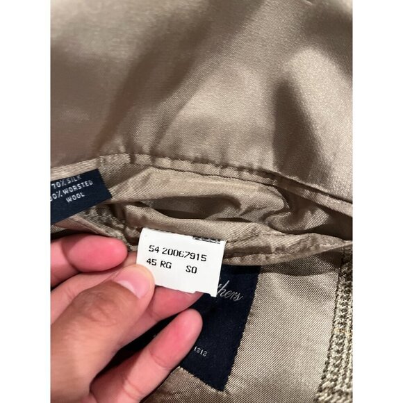 Brooks Brothers Check Plaid Silk Wool Blend Button-Up Blazer Men’s Size 45 - Picture 8 of 9